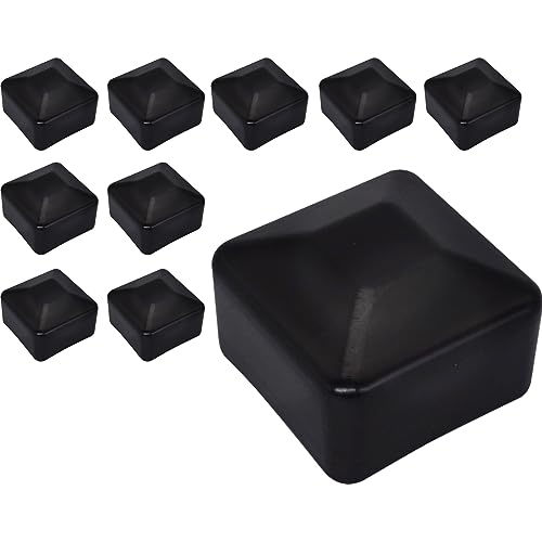 SKIR'CO (10 Stück) Zaunpfostenkappen, quadratisch 40 x 40 mm, schwarze Kunststoffkappen für Zaunpfosten, Farbe Schwarz RAL 9005 von SKIR'CO