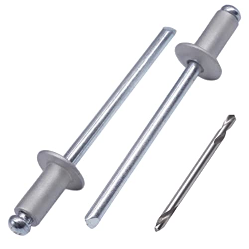 SKIR'CO (100 Stück) Blindnieten lackiert 4,0 x 10 mm, Aluminium Popnieten, Bohrer enthalten (Aluminium Weiß RAL 9006) von SKIR'CO