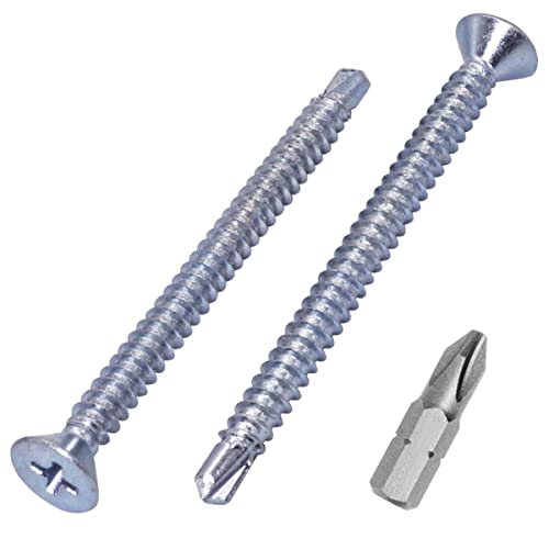 SKIR'CO (100 Stück) DIN 7504 P Stahl verzinkt 4,8 x 60 mm selbstbohrende Schrauben für Metall, Blechschraube, Senkkopf von SKIR'CO