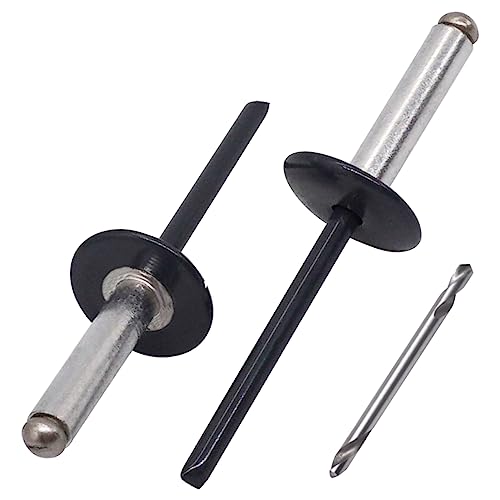 SKIR'CO (100 Stück) Großflansch Alu-Blindnieten 4,8x20 mm Edelstahldorn, RAL 7016 Anthrazitgrau (inkl. Bohrer) von SKIR'CO