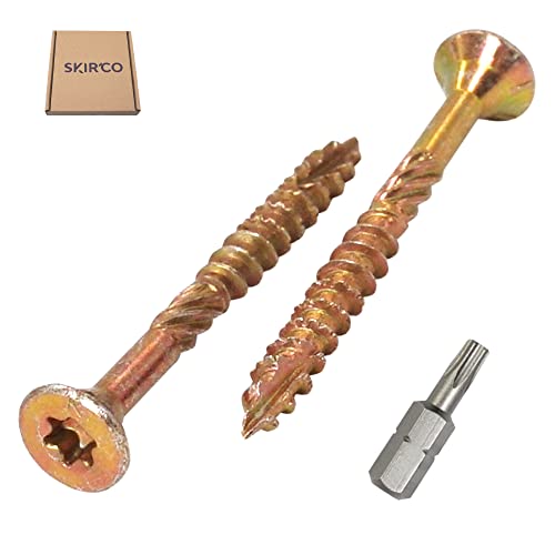 SKIR'CO (100 Stück) Universal Verzinkter Stahl 4,0 x 40 mm Gelb Holzschrauben Senkkopf Torx Kopf Typ 17 Spanplattenschrauben (100, 4,0 x 40 mm) von SKIR'CO