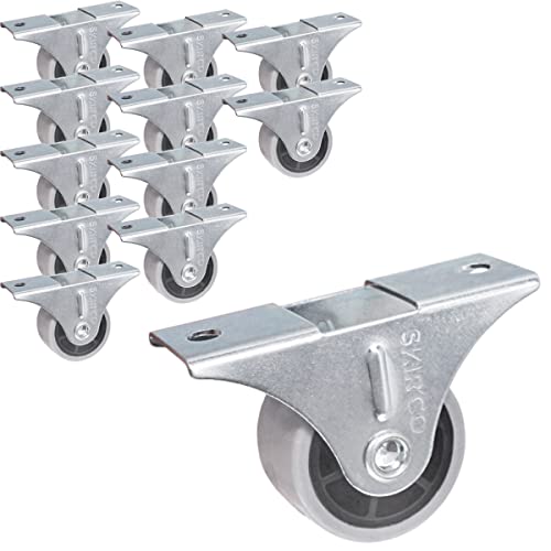 SKIR'CO (12 Stück) kleine 30mm Möbelrollen Grau Gummiräder Bockrollen Bockrollen Non-Swivel, One-Richtung (12) von SKIR'CO