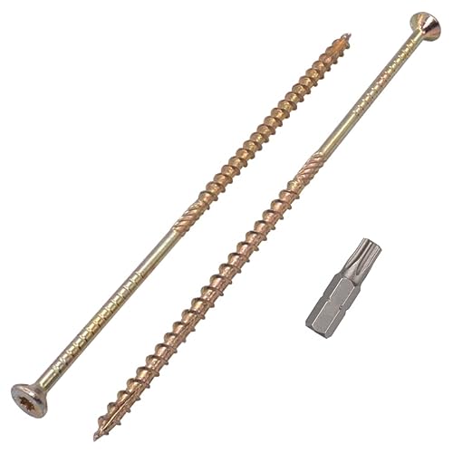 SKIR'CO (15 Stück) Universal Verzinkter Stahl 6,0 x 200 mm Gelb Holzschrauben Senkkopf Torx Kopf Typ 17 Spanplattenschrauben (15, 6,0 x 200 mm) von SKIR'CO