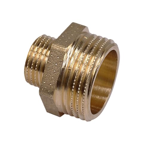 SKIR'CO (2 Stück) Messing Reduziernippel Fitting 1/2" x 1" Außengewinde, Doppelnippel, Messing Rohrverschraubung, Außengewinde BSP von SKIR'CO