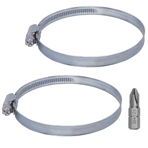 SKIR'CO (2 Stück) Verstellbare Schlauchschellen 120-140 mm, verzinkter Stahl Schlauchschellen DIN 3017, Rohrschellen, Schlauchschellen mit verstellbarem Durchmesser von SKIR'CO
