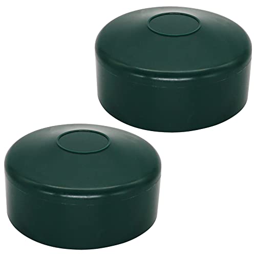 SKIR'CO (2 Stück) Zaunpfostenkappen rund 76 mm grün Kunststoffkappen für runde Zaunpfosten Zaunpfostenabdeckungen moosgrün RAL 6005 von SKIR'CO