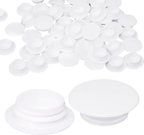 SKIR'CO (20 Stück) Kunststoff Lochstopfen 14mm Möbellochstopfen Bohrloch Abdeckkappen Schraubenloch Abdeckkappen (Weiß S1) von SKIR'CO