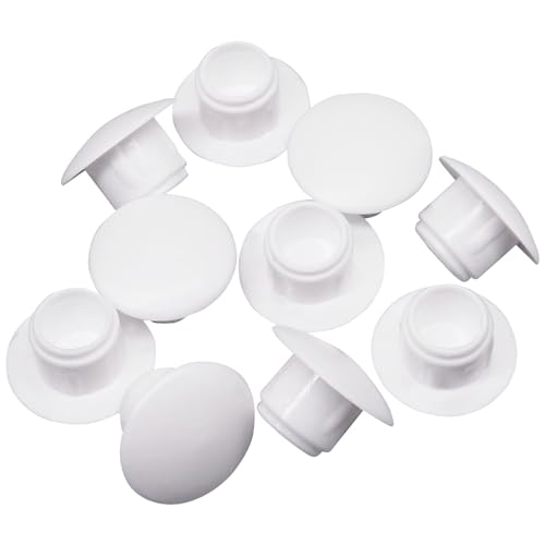 SKIR'CO (20 Stück) Weiß Kunststoff Lochstopfen 8mm Bohrloch Abdeckkappen Möbellochstopfen Schraublochstopfen von SKIR'CO