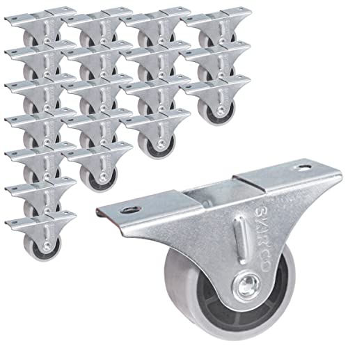 SKIR'CO (20 Stück) kleine 30mm Möbelrollen Grau Gummiräder Bockrolle Bockrollen Non-Swivel, One-Richtung (20) von SKIR'CO