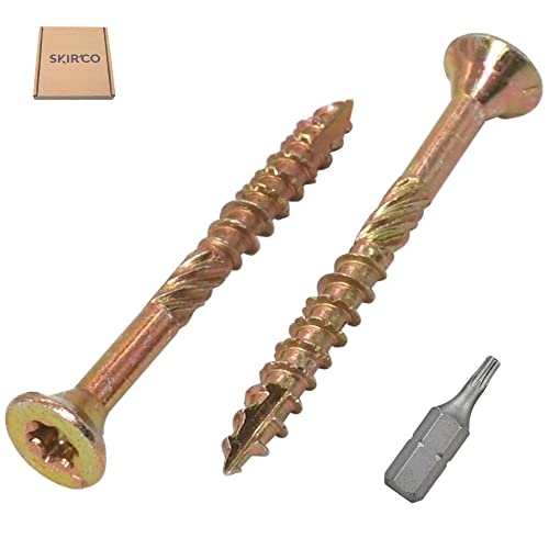 SKIR'CO (200 Stück) Universal Verzinkter Stahl 3,5 x 30 mm Gelb Holzschrauben Senkkopf Torx Kopf Typ 17 Spanplattenschrauben (200, 3,5 x 30 mm) von SKIR'CO