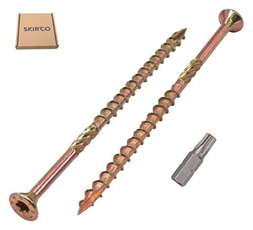 SKIR'CO (25 Stück) Universal Verzinkter Stahl 6,0 x 120 mm Gelb Holzschrauben Senkkopf Torx Kopf Typ 17 Spanplattenschrauben (25, 6,0 x 120 mm) von SKIR'CO