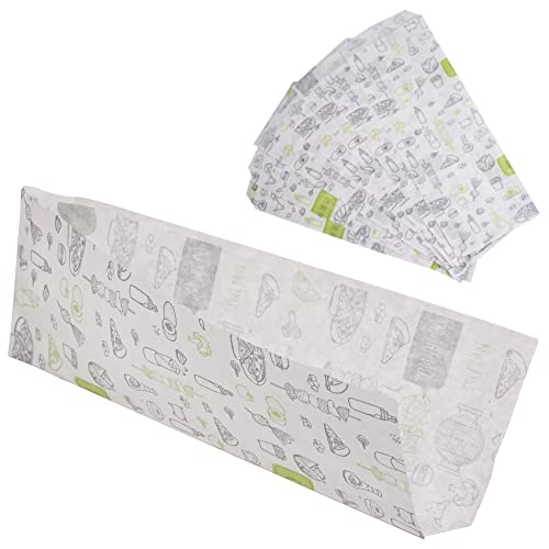 SKIR'CO (250 Stück) Papiertüten für Lebensmittelverpackungen 8 x 21 cm, Hot Dog Taschen, fettdichte Fast Food Beutel, Food Wrap von SKIR'CO