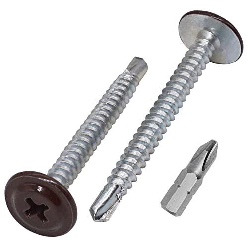 SKIR'CO (300 Stück) Lackierte selbstbohrende Schrauben 4,2 x 40 mm, Blechschraube, PH modifizierter Flachrundkopf (Schokoladen Braun RAL 8017) von SKIR'CO