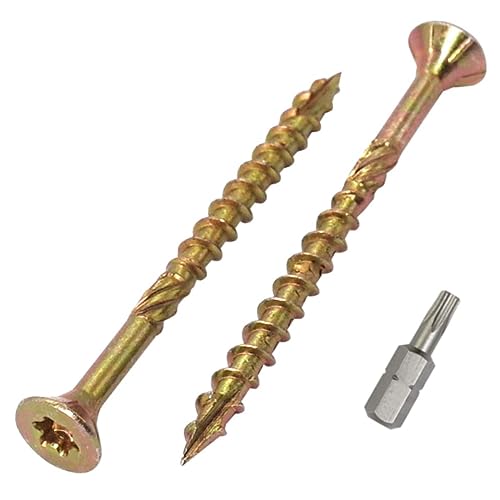 SKIR'CO (300 Stück) Universal Verzinkter Stahl 4,0 x 45 mm Gelb Holzschrauben Senkkopf Torx Kopf Typ 17 Spanplattenschrauben (300, 4,0 x 45 mm) von SKIR'CO