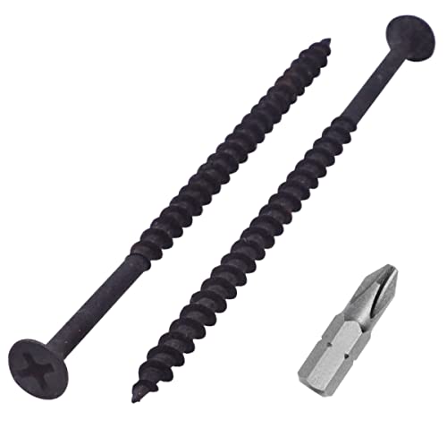 SKIR'CO (350 Stück) Schwarzes Phosphat-Finish 4,2 x 90 mm Trockenbauschrauben, Holzschrauben, Kreuzschlitz, Gipskartonschrauben von SKIR'CO