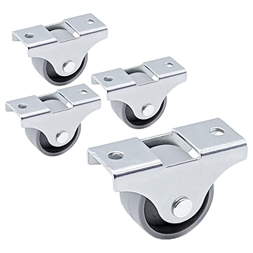 SKIR'CO (4 Stück) Kleine 25mm Möbelrollen Grau Kunststoffrollen Non-Swivel Bockrollen One-Way Direction (4) von SKIR'CO