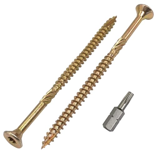 SKIR'CO (40 Stück) Universal Verzinkter Stahl 5,0 x 120 mm Gelb Holzschrauben Senkkopf Torx Kopf Typ 17 Spanplattenschrauben (40, 5,0 x 120 mm) von SKIR'CO