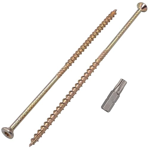 SKIR'CO (40 Stück) Universal Verzinkter Stahl 6,0 x 200 mm Gelb Holzschrauben Senkkopf Torx Kopf Typ 17 Spanplattenschrauben (40, 6,0 x 200 mm) von SKIR'CO