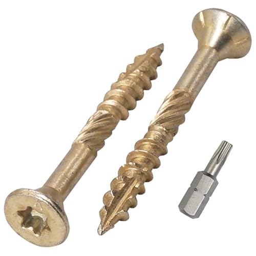 SKIR'CO (50 Stück) Universal Verzinkter Stahl 4,0 x 30 mm Gelb Holzschrauben Senkkopf Torx Kopf Typ 17 Spanplattenschrauben (50, 4,0 x 30 mm) von SKIR'CO