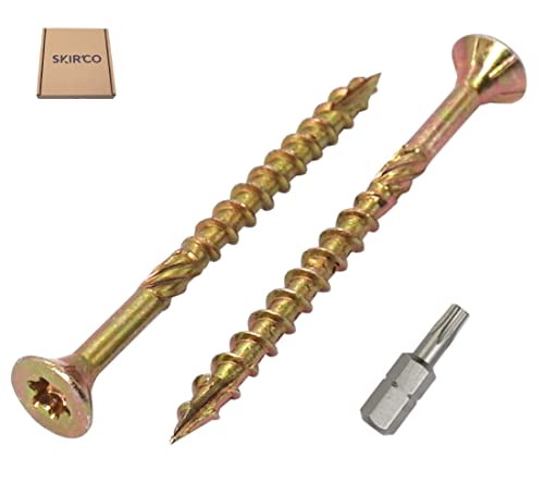 SKIR'CO (50 Stück) Universal Verzinkter Stahl 4,0 x 45 mm Gelb Holzschrauben Senkkopf Torx Kopf Typ 17 Spanplattenschrauben (50, 4,0 x 45 mm) von SKIR'CO