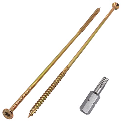 SKIR'CO (50 Stück) Universalstahl verzinkt 6,0 x 300 mm gelb Holzschrauben Senkkopf Torxkopf Typ 17 Spanplattenschrauben von SKIR'CO