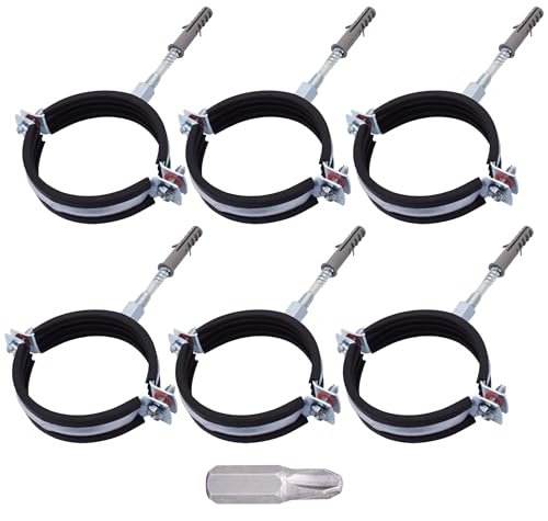 SKIR'CO Rohrschellen mit Gummierung für 75-80 mm Rohre, Wand- und Deckenmontage, Schwarz von SKIR'CO