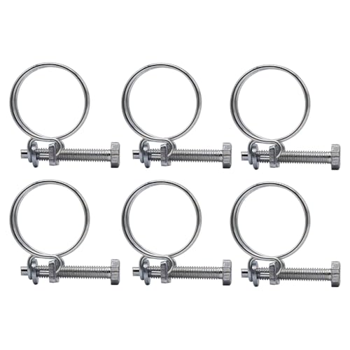 SKIR'CO (6 Stück) Verstellbare Doppeldraht-Schlauchschellen 35-40 mm, verzinkte Stahl-Schlauchschellen, verstellbarer Durchmesser Schlauchschellen von SKIR'CO