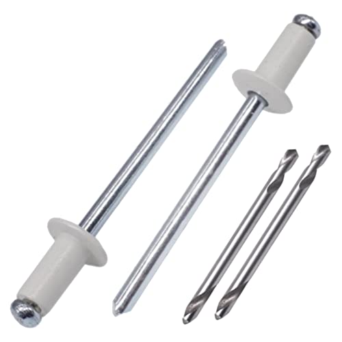 SKIR'CO (600 Stück) Blindnieten lackiert 3,2 x 8 mm, Aluminium Popnieten, Bohrer enthalten (Grauweiß RAL 9002) von SKIR'CO