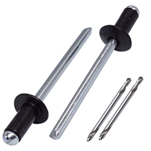 SKIR'CO (600 Stück) Blindnieten lackiert 3,2 x 8 mm, Aluminium Popnieten, Bohrer enthalten (Tiefschwarz RAL 9005) von SKIR'CO