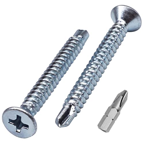 SKIR'CO (600 Stück) DIN 7504 P Stahl verzinkt 4,2 x 38 mm selbstbohrende Schrauben für Metall, Blechschraube, Senkkopf von SKIR'CO