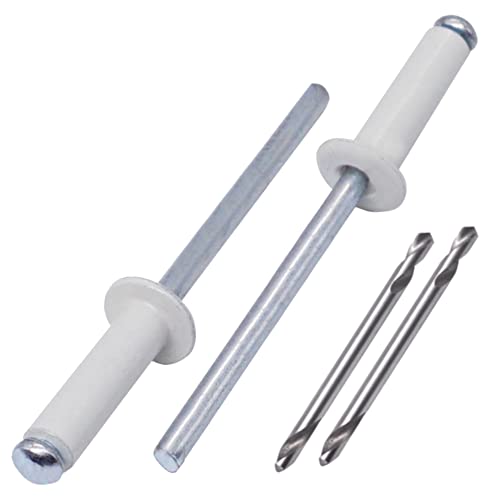 SKIR'CO (700 Stück) Blindnieten lackiert 4,0 x 14 mm, Aluminium Popnieten, Bohrer enthalten (Grauweiß RAL 9002) von SKIR'CO