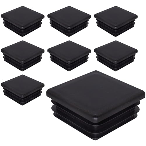 SKIR'CO (8 Stück) Vierkantstopfen Kunststoff 50x50 mm Mattrohr Endkappen Vierkantrohreinsätze Zaunpfahlstopfen Schwarz RAL 9005 von SKIR'CO