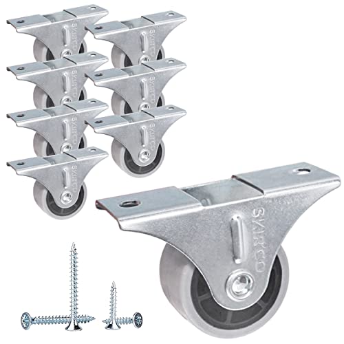 SKIR'CO (8 Stück) kleine 30mm Möbelrollen Grau Gummiräder Bockrolle Bockrollen Non-Swivel, One-Richtung, Schrauben enthalten (8) von SKIR'CO
