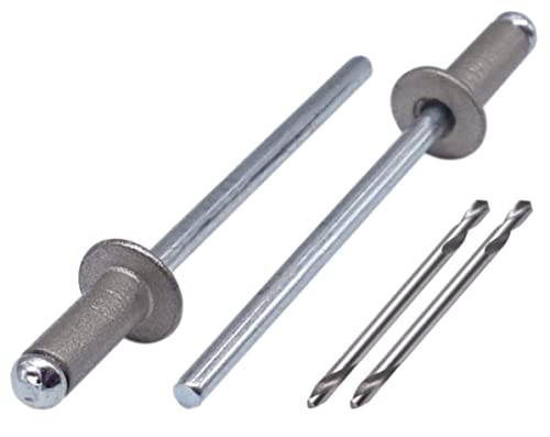 SKIR'CO (800 Stück) Blindnieten lackiert 4,0 x 8 mm, Aluminium Popnieten, Bohrer enthalten (Grau Aluminium RAL 9007) von SKIR'CO