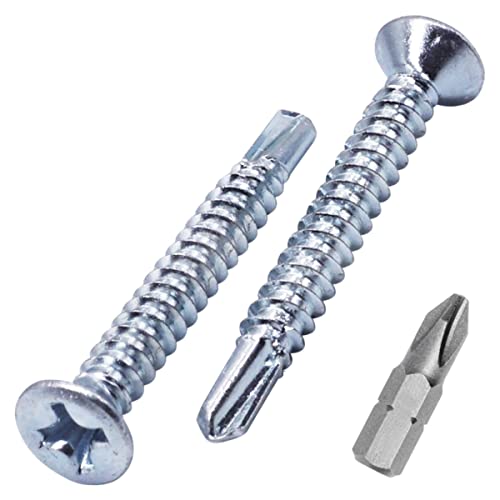 SKIR'CO (800 Stück) DIN 7504 P Stahl verzinkt 3,9 x 32 mm selbstbohrende Schrauben für Metall, Blechschraube, Senkkopf von SKIR'CO