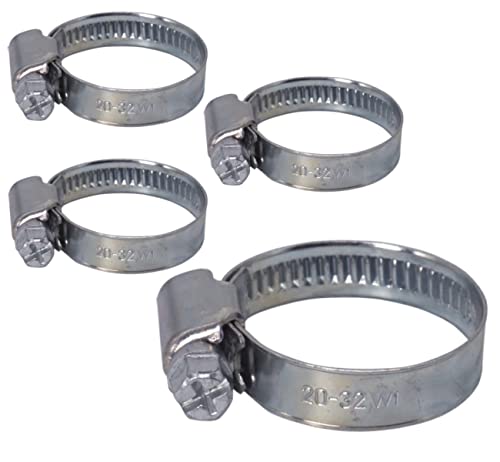 SKIR'CO (Packung mit 4 Stück) Verstellbare Schlauchschellen 20-32 mm, Schlauchschellen, Rohrklemme, Schneckenantrieb (4 Stück) von SKIR'CO