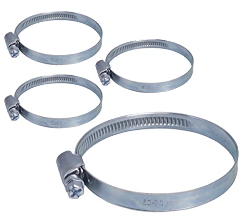 SKIR'CO (Packung mit 4 Stück) Verstellbare Schlauchschellen 50-70 mm, Schlauchschellen, Rohrklemme, Schneckenantrieb (4 Stück) von SKIR'CO