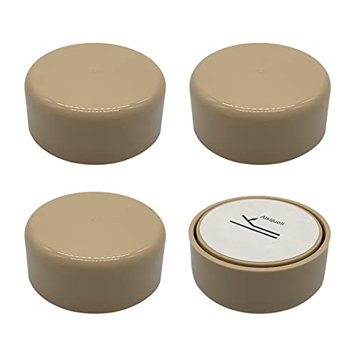 SKIR'CO (Packung mit 4 Stück) höhenverstellbare Kunststoff-Möbelbeine, rund, Ø 55 mm, selbstklebende Möbelfüße, mit Aufklebern (4, beige) von SKIR'CO