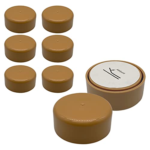 SKIR'CO (Packung mit 8 Stück) höhenverstellbare Kunststoff-Möbelbeine, rund, Ø 55 mm, selbstklebende Möbelfüße, mit Aufklebern (8, hellbraun) von SKIR'CO
