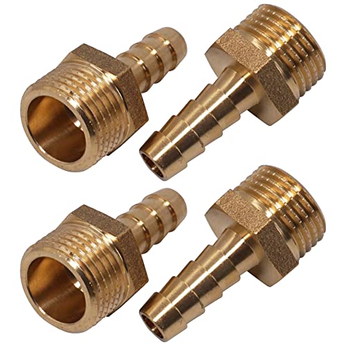 SKIR'CO 4 Stück Außengewinde Widerhaken Messing Fitting 1/2 Zoll x 10 mm, Schlauch Widerhaken Adapter, Schlauchschwanz Anschluss, BSP Gewinde von SKIR'CO