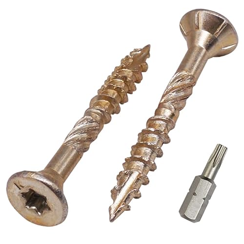 SKIR'CO 50 Stück Universal Verzinkter Stahl 5,0 x 40 mm Gelb Holzschrauben Senkkopf Torx Kopf Typ 17 Spanplattenschrauben (50, 5,0 x 40 mm) von SKIR'CO