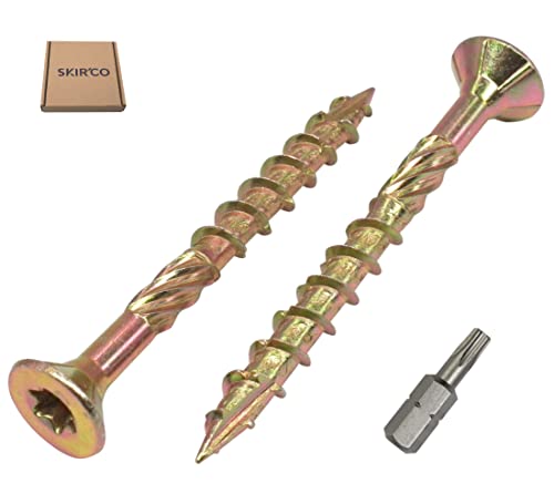 SKIR'CO 50 Stück Universal Verzinkter Stahl 6,0 x 60 mm Gelb Holzschrauben Senkkopf Torx Kopf Typ 17 Spanplattenschrauben (50, 6,0 x 60 mm) von SKIR'CO