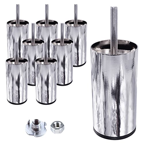 SKIR'CO 8 Stück Möbelbeine 100mm Höhe - Chrom glänzend - 10cm Metallbein - M8 Schrankfüße - runde Sofabeine - Muttern inklusive SKIR'CO 8 Stück Möbelbeine 100mm Höhe - Chrom glänzend - 10cm Metallbein - M8 Schrankfüße - runde Sofabeine - Muttern inklusive von SKIR'CO