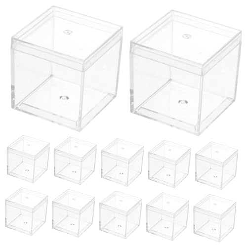 SKISUNO 12 Stück Transparente Stapelbare Kunststoffboxen Mineralaufbewahrung Klarer Sichtschutz Kompakte Aufbewahrungsbox für Mineralien und Präparate von SKISUNO