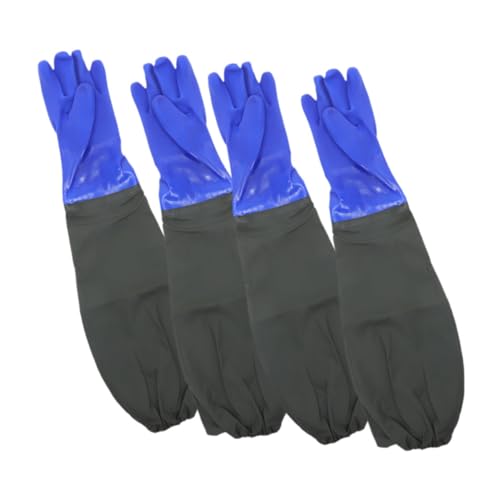 SKISUNO 2 Paare Langarmige Wasserdichte Gummihandschuhe mit Bequemem Innenfutter Extra Lang Ellbogen Wiederverwendbar für Küchenreinigung Geschirrspülen und Aquarienpflege von SKISUNO