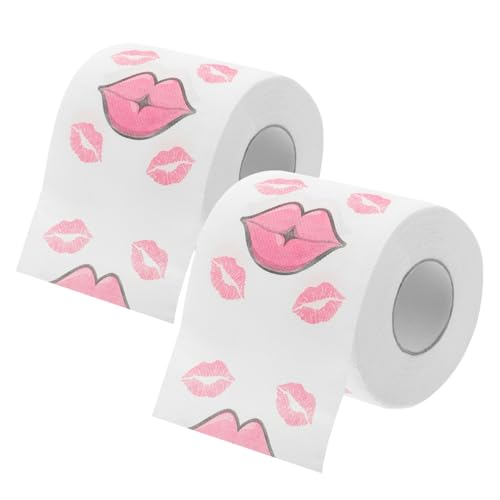 SKISUNO Papierhandtücher Klopapier Bulk-Toilettenpapier Geschenk Toilettenpapier 2 Rollen Roter Mundtuchrollenpapierdruck Papiertücher Badetuch Küchenpapier Servietten Dekoration von SKISUNO