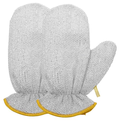 SKISUNO 2 Stück Spülhandschuhe Hitzebeständig Langlebig Elastisch Küche Putzhandschuhe Hitzeschutz Gummihandschuhe für Hausarbeit und Geschirrreinigung Zufällige Farbe Zufällige Farbe von SKISUNO