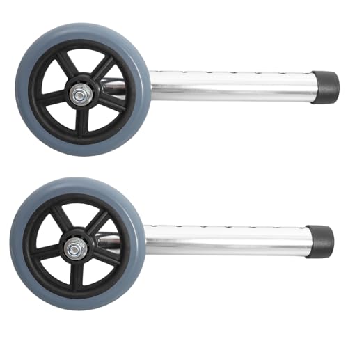 SKISUNO 2 Stück Teiliges Aluminiumlegierung Ersatzräder Höhenverstellbar Leicht Laufräder Für Faltbare Gehgestelle Seniorenmobil Zubehör Für Innen Und Außen von SKISUNO