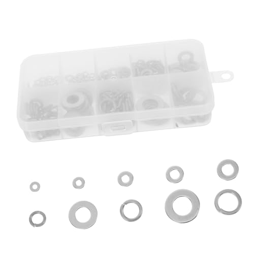 SKISUNO 260 Stück Teiliges Edelstahl Unterlegscheiben Sortiment Flachscheiben und Sicherungsscheiben mit Rostbeständigem Finish für Elektronik Maschinenbau und Automobilanwendungen in von SKISUNO