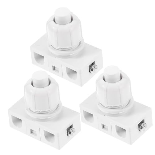 SKISUNO 3 Stück Teiliges Automatischer Rückstell Druckschalter Weiß Kompakter Haushalts Push Button Langlebig und Vielseitig für Lampen und Elektrogeräte für DIY Reparaturen und Ersatz von SKISUNO